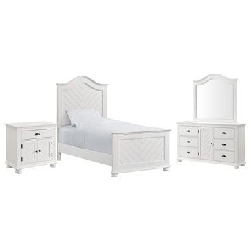 Mayberry Hill Kona 4 Piece Twin Bed Set in Distressed White, , large