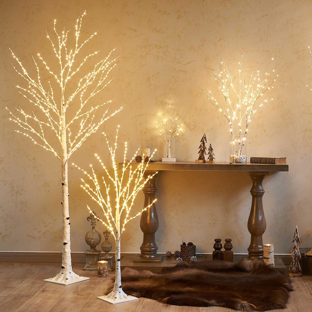 HOMLUX 48" Birch Tree with 200 LED Lights in White, , large