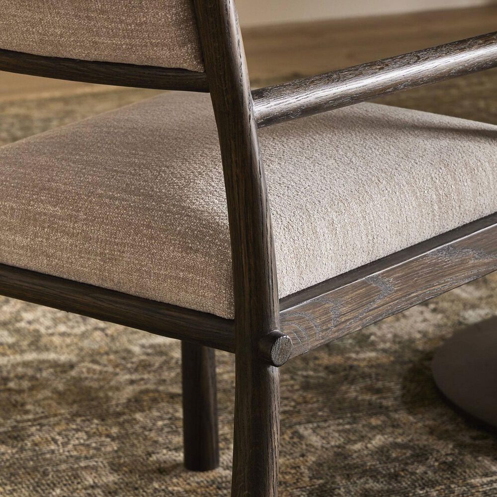 Four Hands Akiro Dining Arm Chair with Laken Stone Fabric in Warm Oak, , large