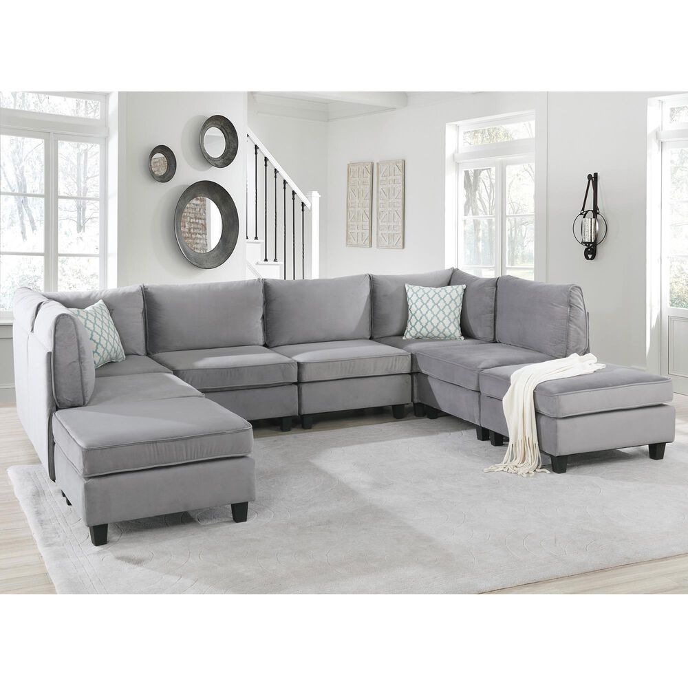 Lilola Home Zelmira Ottoman in Gray, , large