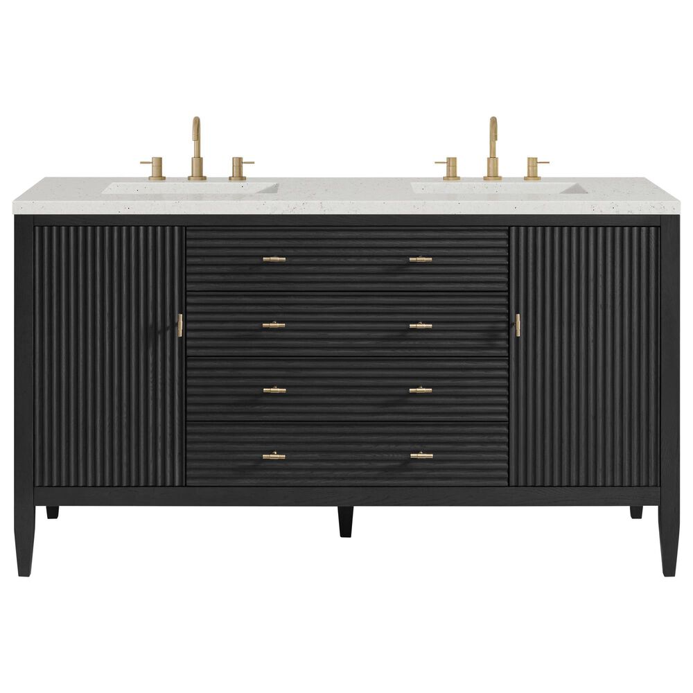 James Martin Vanities Myrrin 60&quot; Double Vanity in Carbon Oak with 3 cm Lime Delight Quartz Top, , large
