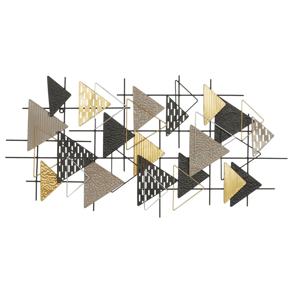 Maple and Jade 21" x 42" Contemporary Metal Wall Decor in Gold, Grey, Silver and Black, , large
