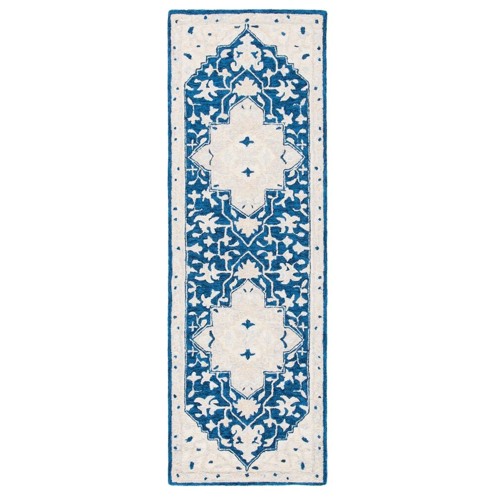 Safavieh Micro-Loop 2"3" x 7" Navy and Ivory Runner, , large