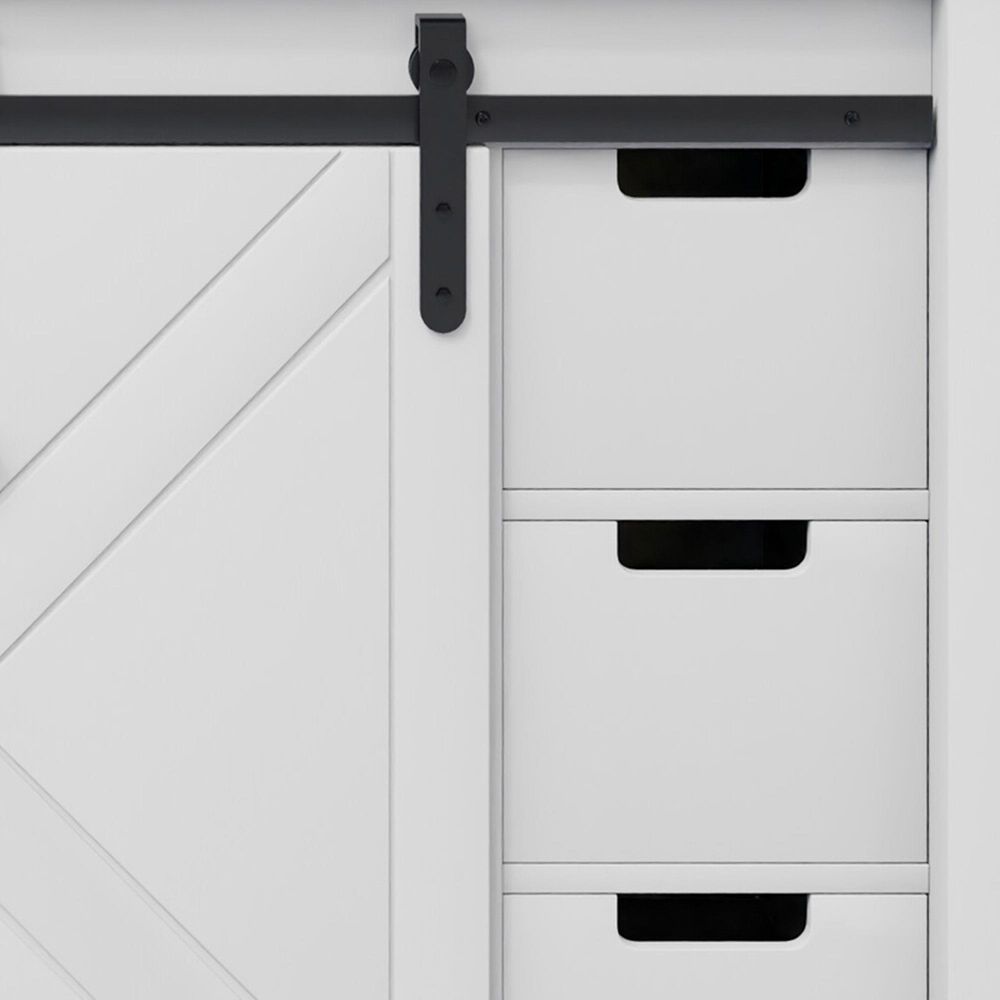 Lexora Home Marsyas 48&quot; Single Bathroom Vanity in White with Grey Quartz Top and Rectangular Sink, , large