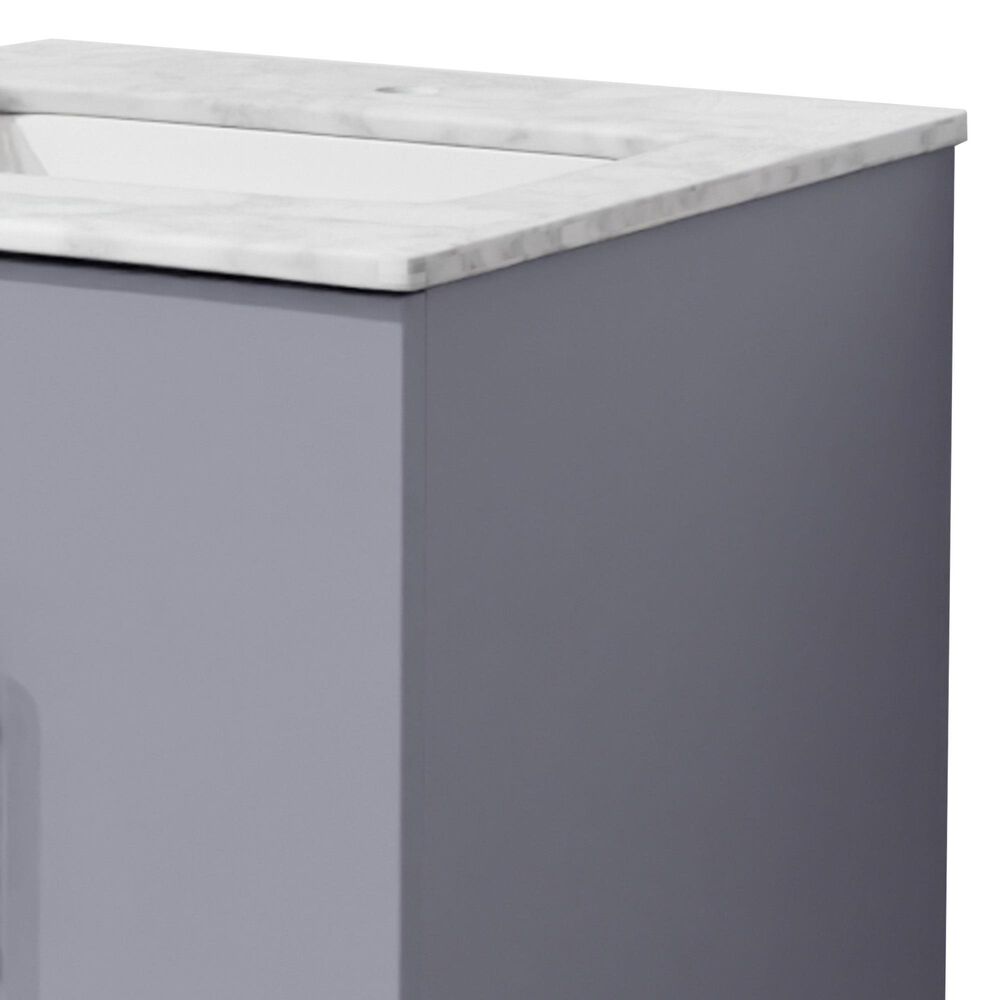 Lexora Home Geneva 24&quot; Single Bathroom Vanity in Dark Grey with 2 cm White Carrara Marble Top and Rectangular Sink, , large
