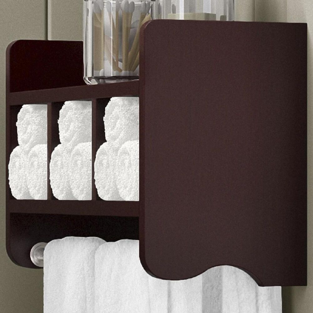 Bolton Furniture 25" Bath Storage Shelf with Towel Rod in Espresso, , large