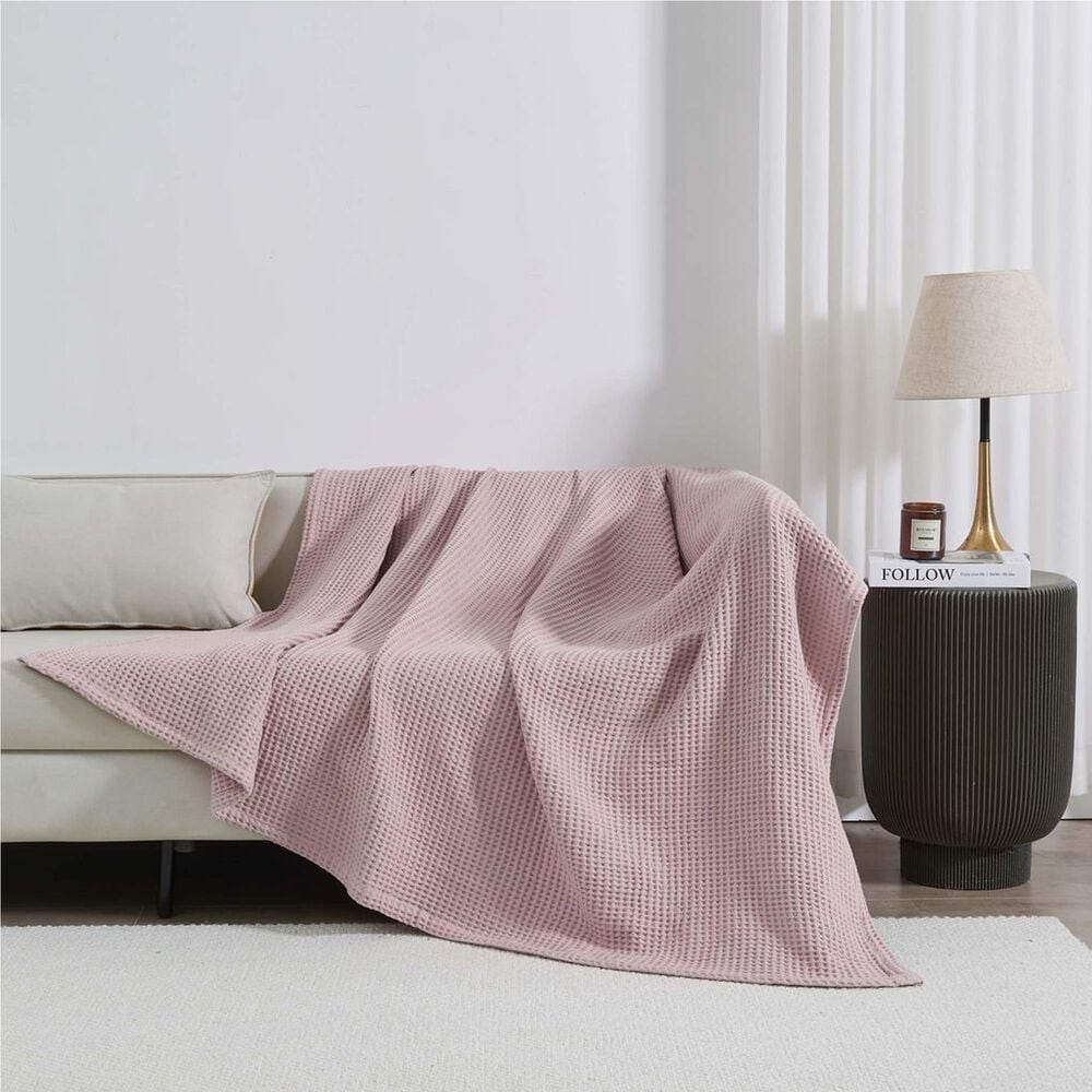 Trade Linker Full/Queen Waffle Weave Knit Throw Blanket in Lilac, , large