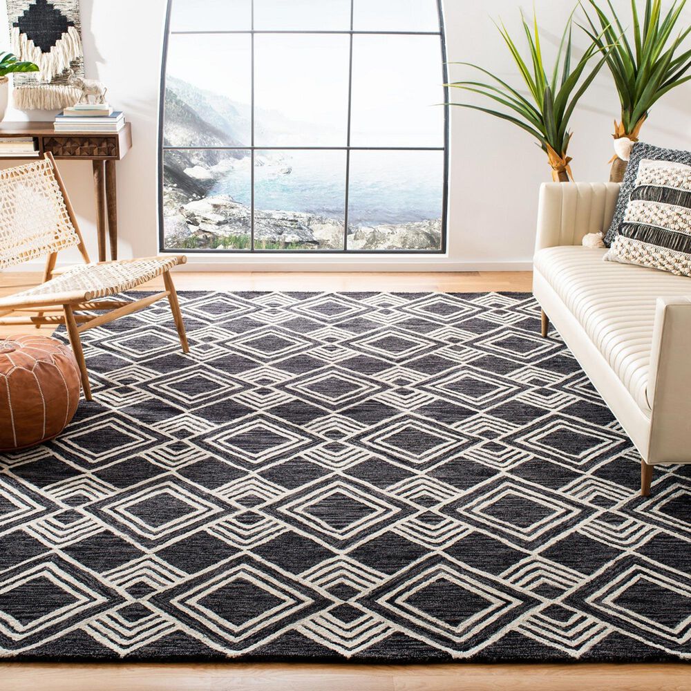 Safavieh Micro-Loop MLP154H 8&#39; x 10&#39; Charcoal and Ivory Area Rug, , large