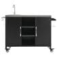 HOMLUX 55.5" Outdoor Kitchen Island with Sink in Black and Stainless Steel, , large