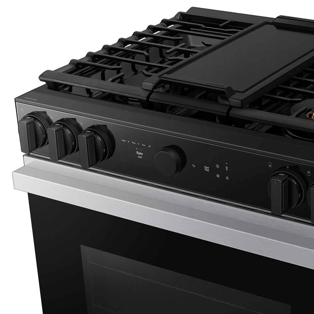 Samsung Bespoke Bespoke 6.0 Cu. Ft. Smart Slide-In Gas Range with Non-stick Griddle and 18K BTU Brass Burner in Stainless Steel, , large
