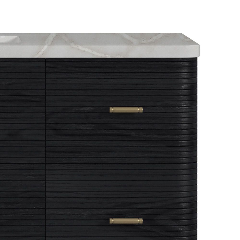 James Martin Vanities Lucian 48" Single Bathroom Vanity in Carbon Oak with 3 cm Victorian Silver Quartz Top, Rectangular Sink and FreePower Wireless Charger, , large