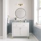 James Martin Vanities Chicago 36" Single Bathroom Vanity in Glossy White with 3 cm Ethereal Noctis Quartz Top and Rectangular Sink, , large