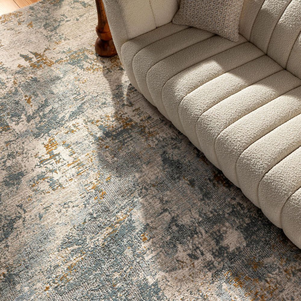 Surya Dresden Taupe, Off-White, Deep Teal, Dusty Sage, Ink Blue, Mustard and Light Gray 7'10" x 10'2" Area Rug, , large