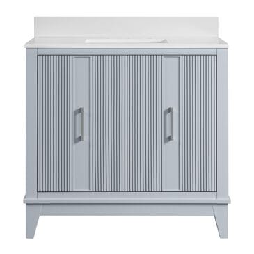 37B Fenwick 36" Single Bathroom Vanity in Soft Blue with Glossy White Composite Stone Top and Backsplash, , large