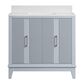 37B Fenwick 36" Single Bathroom Vanity in Soft Blue with Glossy White Composite Stone Top and Backsplash, , large