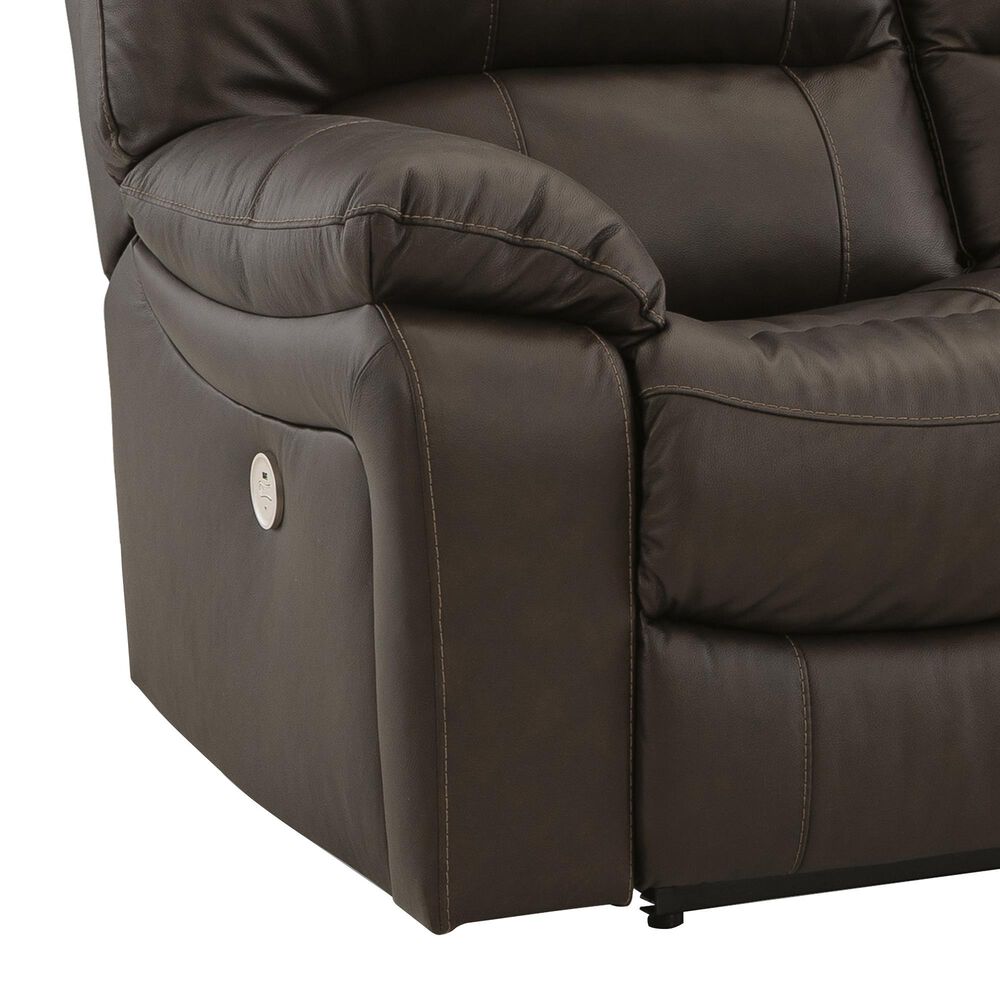 Ashley Leesworth Power Reclining Sofa and Recliner Set in Dark Brown, , large