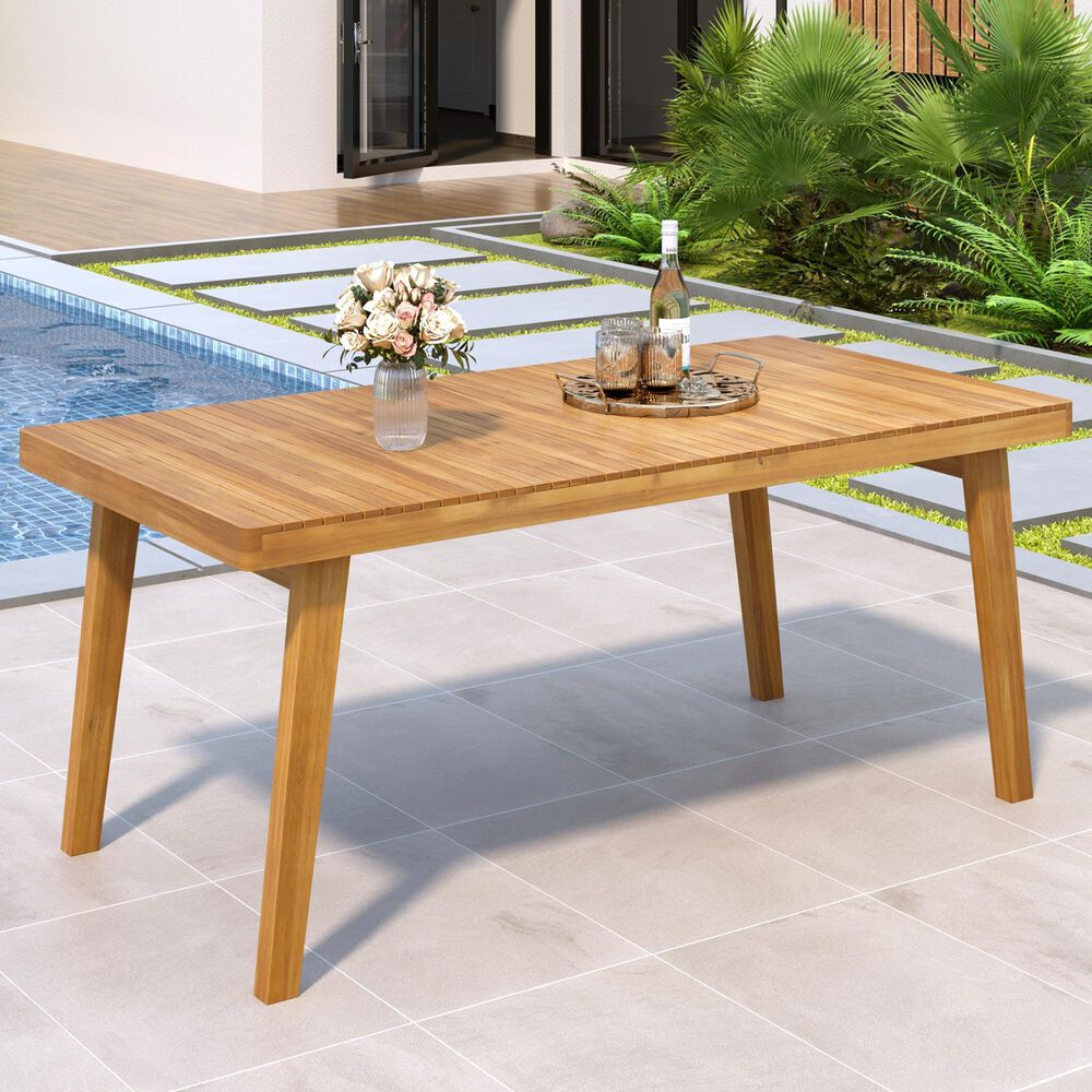 Hearth and Haven Outdoor Rectangular Dining Table in Natural - Table Only, , large