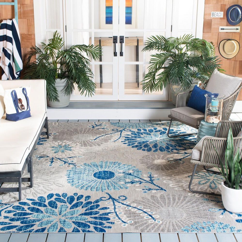 Safavieh Cabana CBN832F 8&#39; x 10&#39; Grey and Blue Indoor/Outdoor Area Performance Rug, , large
