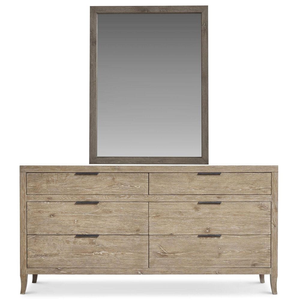 Bernhardt Tribeca Dresser and Mirror in Light Brown Finish, , large