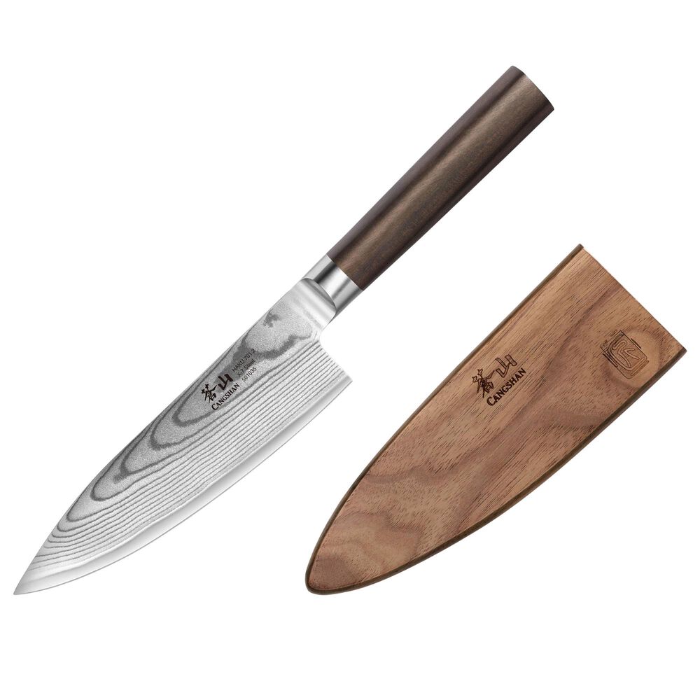 Cangshan Haku 6" Chef"s Knife with Sheath in Dark Brown and Silver, , large