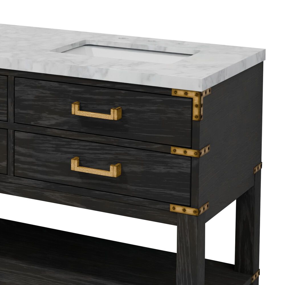 Lexora Home Norwalk 60&quot; Double Bathroom Vanity in Black Oak with White Carrara Marble Top and Rectangular Sinks, , large