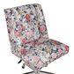 Linon Home Decor Draper Office Chair with Navy Floral Cushion in Silver, , large