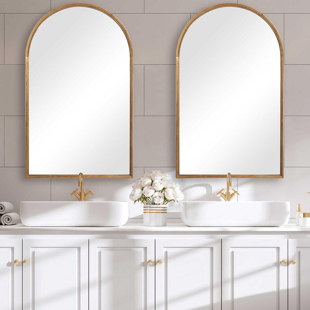Salt &amp; Light Wall Mirror in Light Antique Gold Leaf, , large