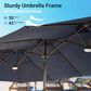 HOMLUX 15" Outdoor Market Umbrella with Sandbags Base and LED Lights in Dark Blue, , large