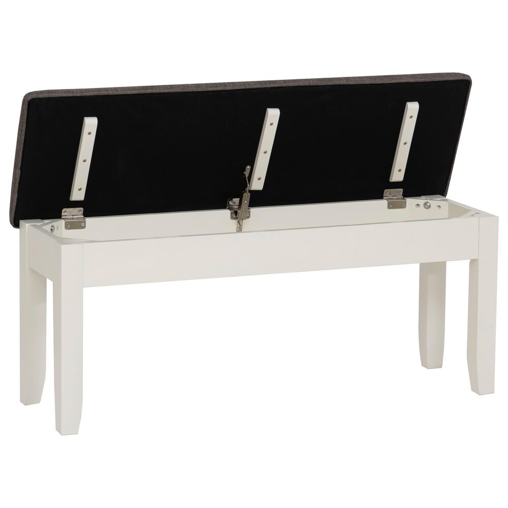 Linon Home Decor Jane Storage Bench with Taupe Cushion in Vanilla White, , large