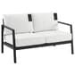 Linon Home Decor Holland Outdoor Loveseat with White Cushions in Black, , large