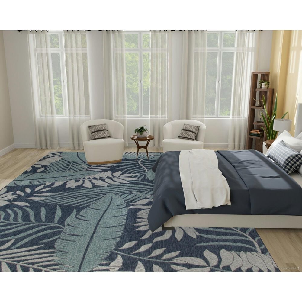 Nourison Garden Oasis GOA02 Navy 10&#39; x 14&#39; Indoor/Outdoor Area Rug, , large