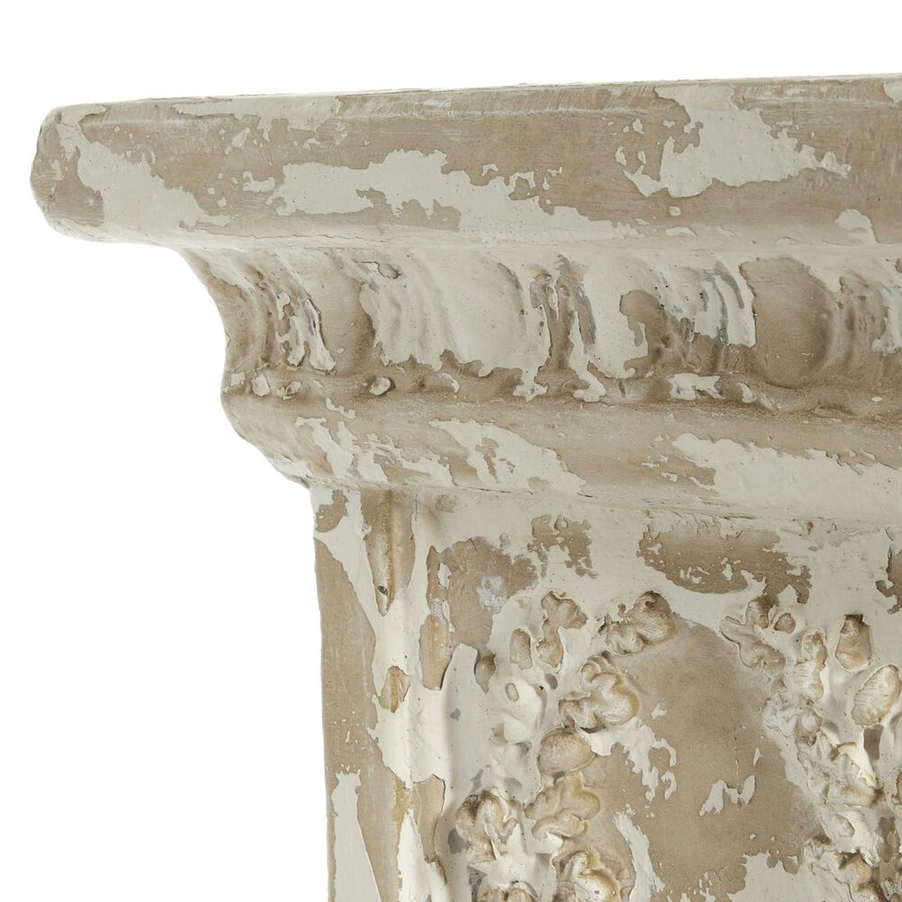Maple and Jade 17&quot; Vintage Resin Pedestal Table in White and Beige, , large
