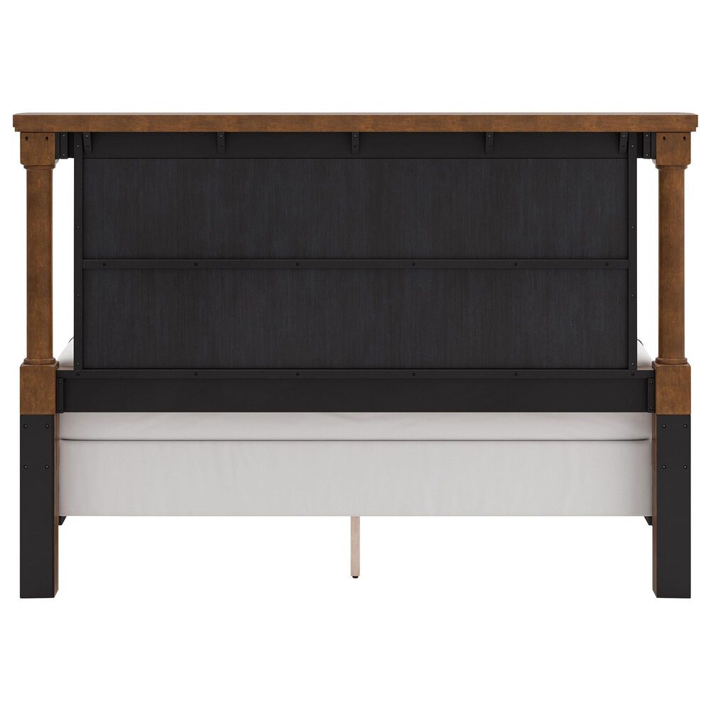 Ashley Rowlenstown King Panel Bed with Two Nightstands in Brown, , large