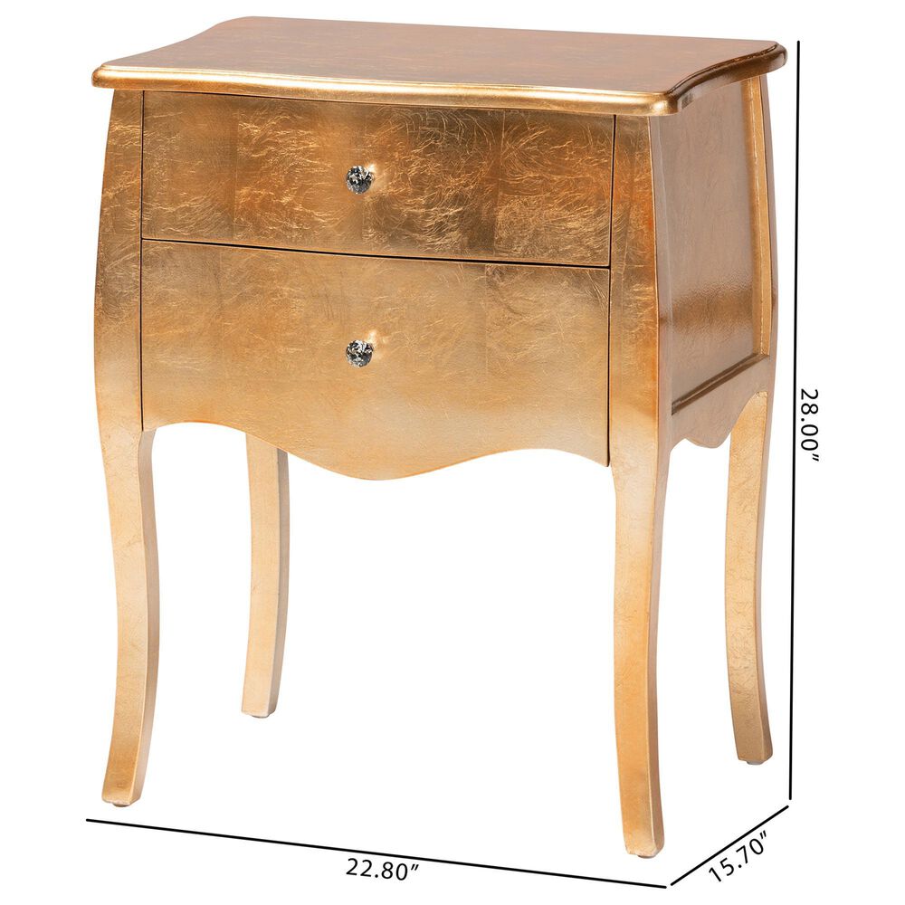 Baxton Studio Patrice 2-Drawer End Table in Gold, , large