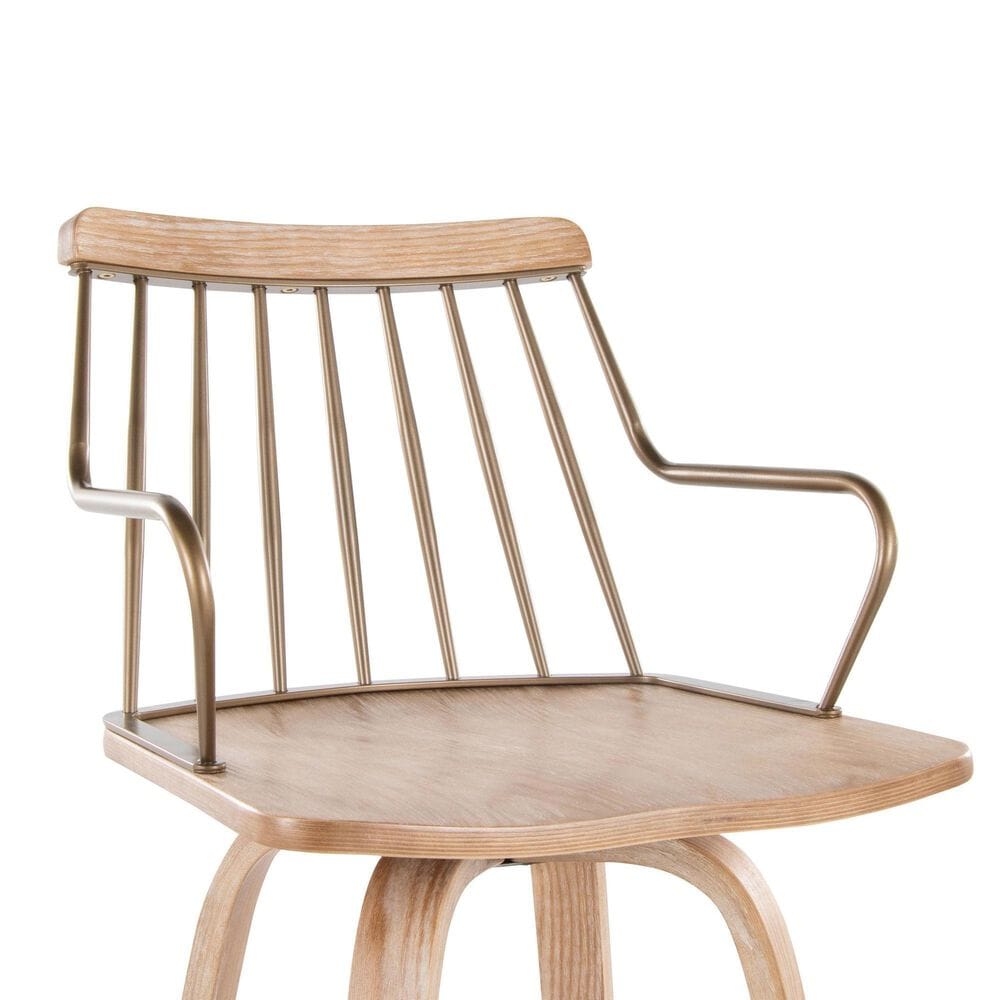 Lumisource Preston Swivel Barstool in Whitewashed and Antique Copper, , large