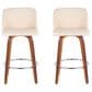 LumiSource Toriano Swivel Counter Stool with Cream Faux Leather Upholstery in Walnut and Chrome (Set of 2), , large