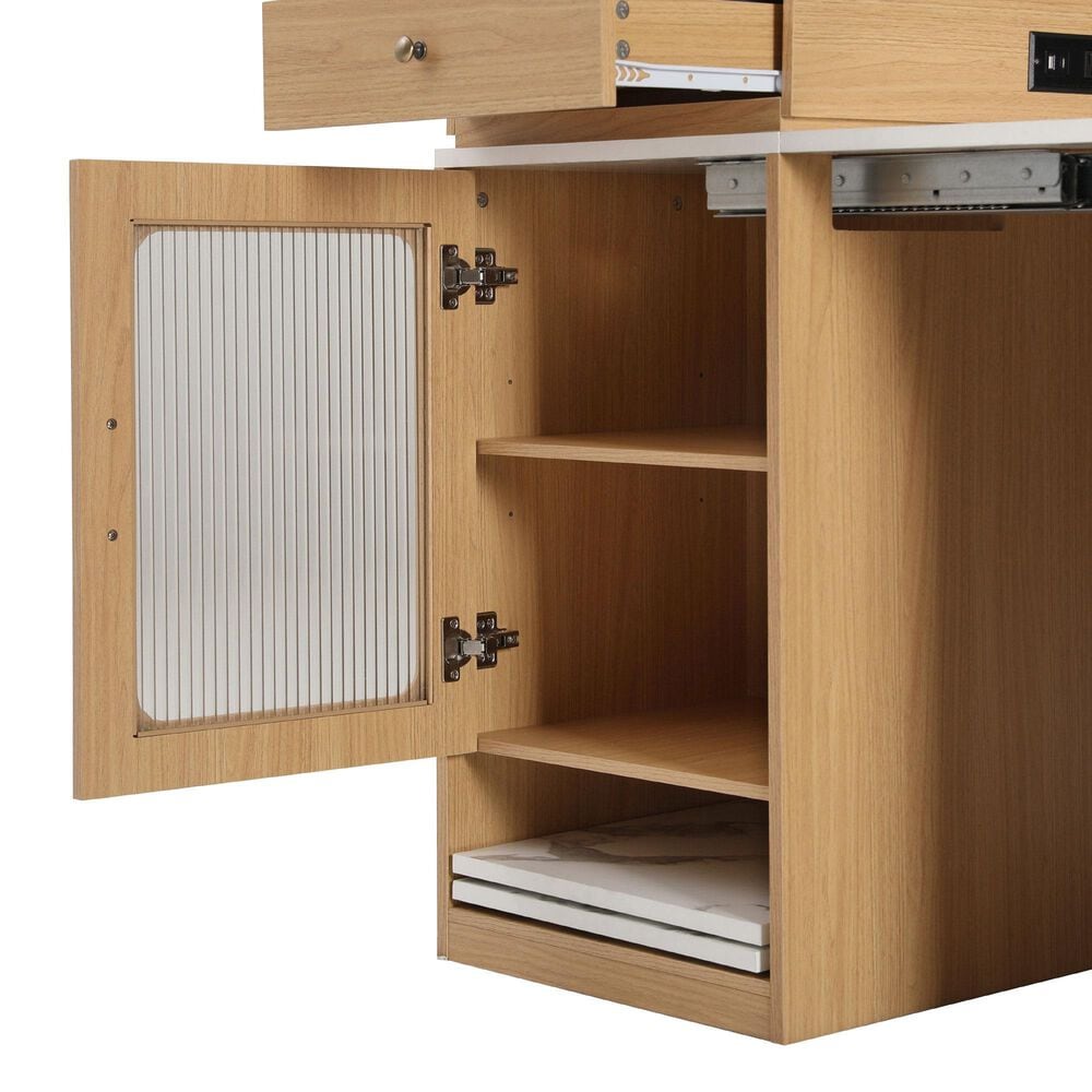 HOMLUX 60" Kitchen Island in Natural, , large