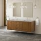 James Martin Laurent 72" Double Bathroom Vanity in Honey Oak with 3 cm Victorian Silver Silestone Top and Rectangular Sinks, , large