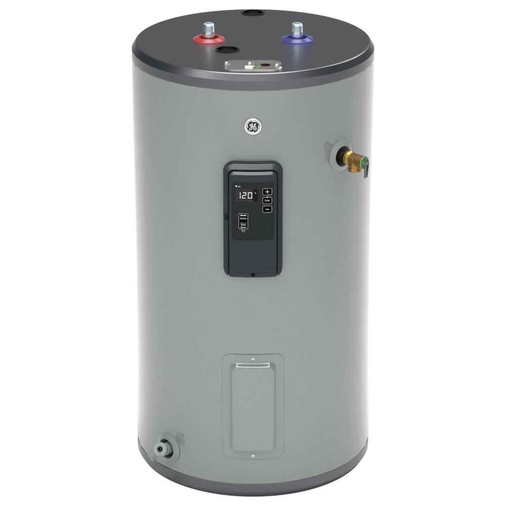 GE Appliances 30-Gallon Smart Short Electric Water Heater with Plastic Drain Valve in Gray, , large