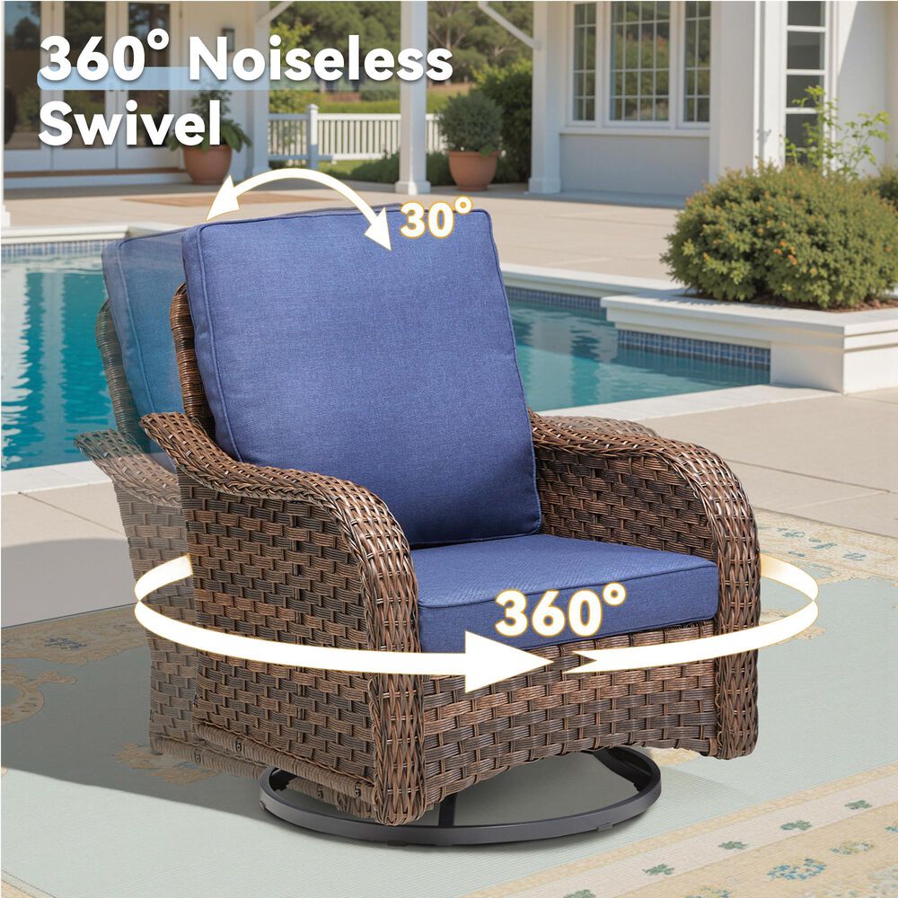Hearth and Haven 3-Piece Outdoor Bistro Set with Swivel Gliders Rocker in Blue, , large