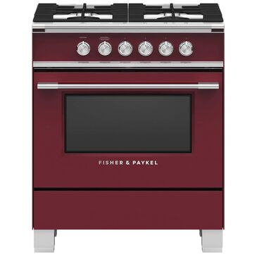 Fisher and Paykel 30" Freestanding Classic Dual Fuel Range in Red, , large