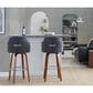 LumiSource Dahlia Swivel Bar Stool with Grey Upholstery in Walnut and Chrome (Set of 2), , large