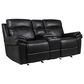 Fan Creek Manual Reclining Loveseat with Console in Black, , large
