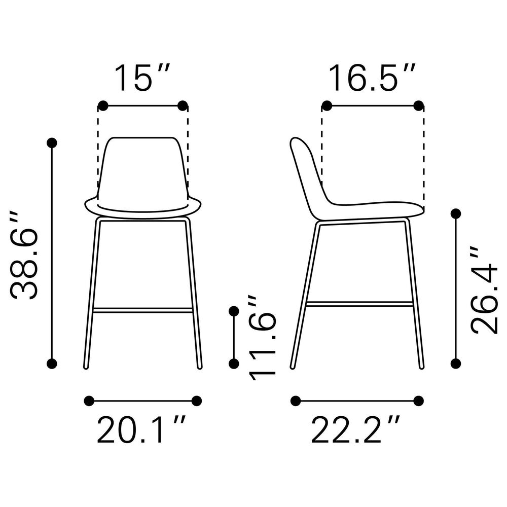 Zuo Modern Byron Counter Chair in Gray/Black, , large