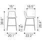 Zuo Modern Byron Counter Chair in Gray/Black, , large