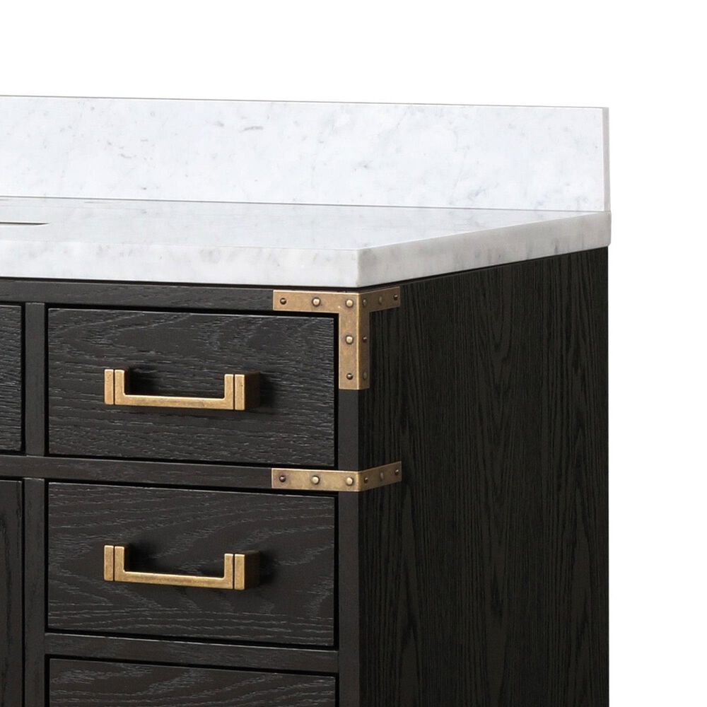Lexora Home Laurel 48&quot; Single Bathroom Vanity in Black Oak with White Carrara Marble Top and Rectangular Sink, , large