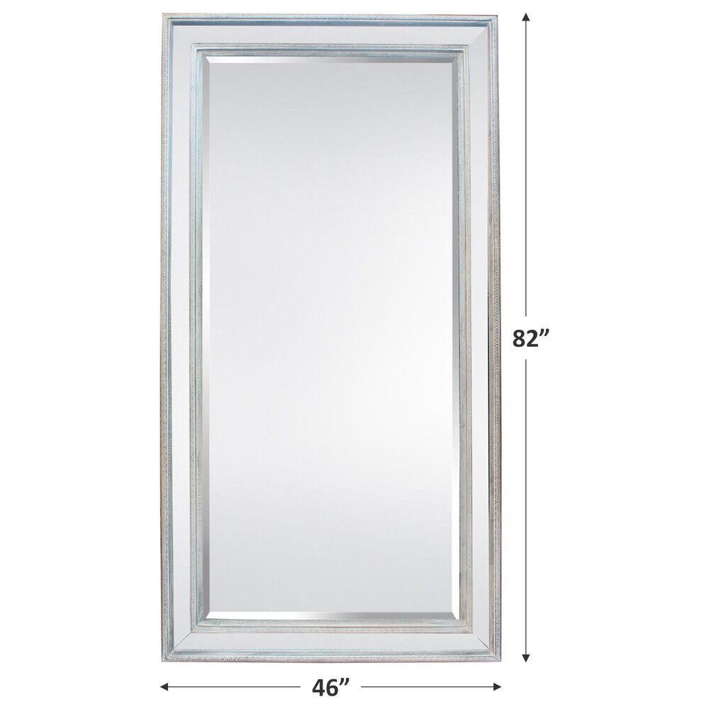 Garber Collection 82&quot; Wood and Glass Frame Floor Mirror in Gray and Silver, , large