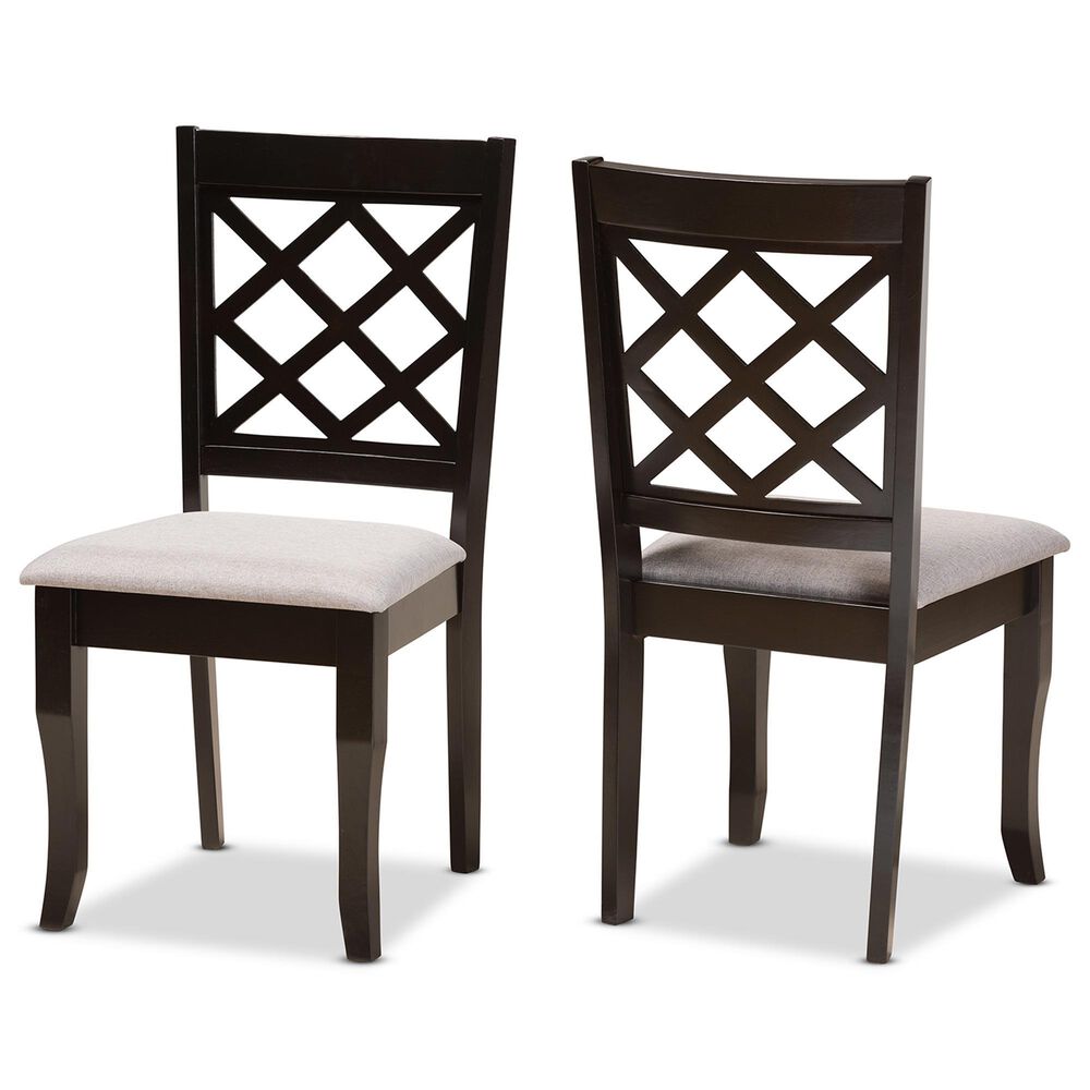 Baxton Studio Verner Side Chair with Grey Cushion in Dark Brown (Set of 2), , large