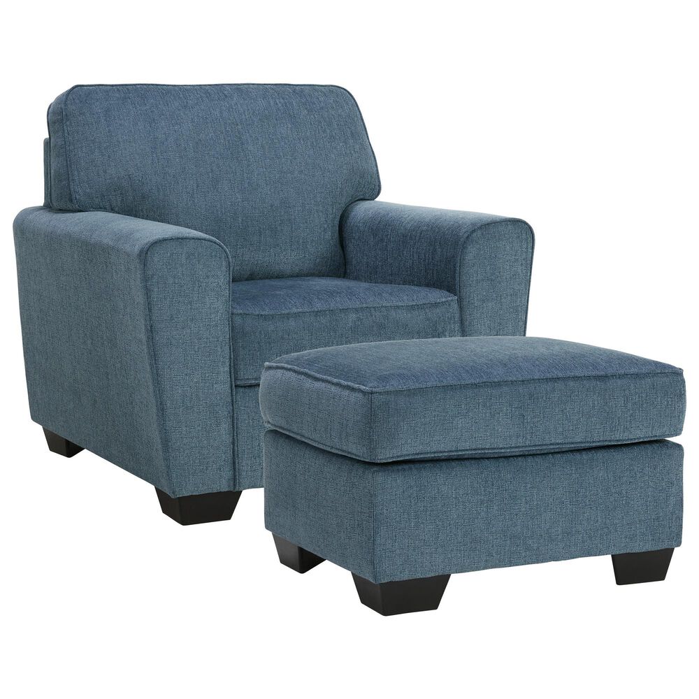 Ashley Cashton Chair and Ottoman in Blue, , large