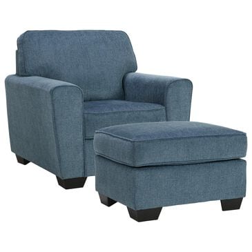 Ashley Cashton Chair and Ottoman in Blue, , large